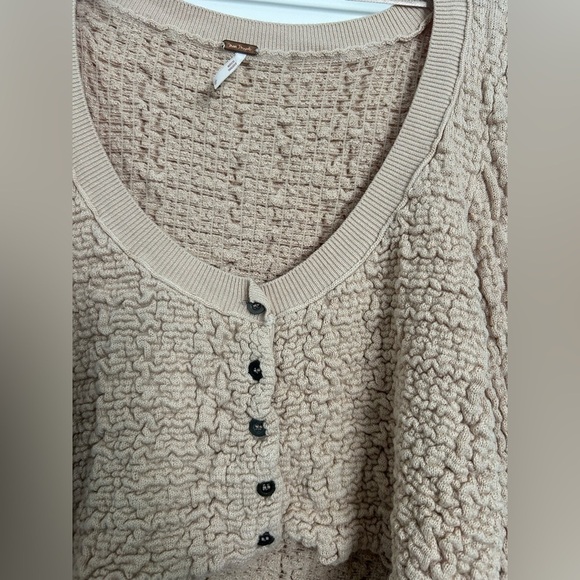 Free People Rosehip Cardi in Rose Water size large Lettuce trim Bohemian 90s - Picture 9 of 16